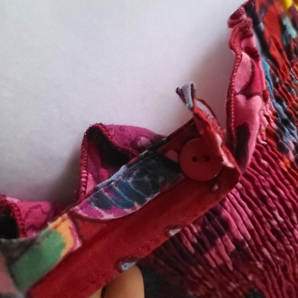 Metropolitan Midi Colorful Button Strap Stretch Ruffle Plus Size Dress 1X - Picture 4 of 12